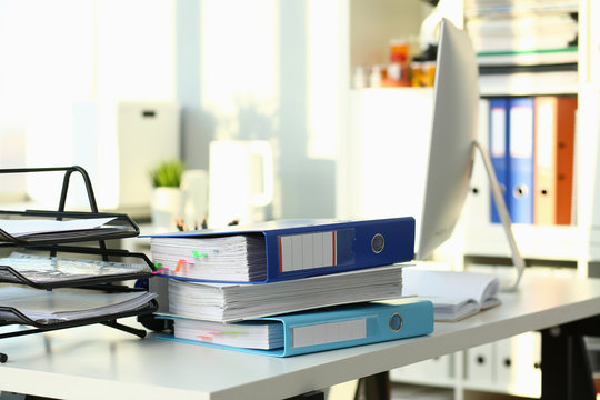 Empty workplace in office closeup or head hunter profession modern solution vacation season real estate premises lease coworking concept