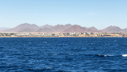 Fototapeta na wymiar Red sea Tiran island Bay Akaba near Sharm El Sheikh in Egypt