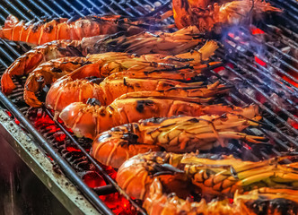 Lobster Barbecue Fire Grill Food Background
