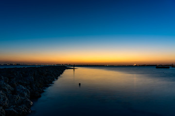 Beautiful Bahrain skyline during sunrise.	