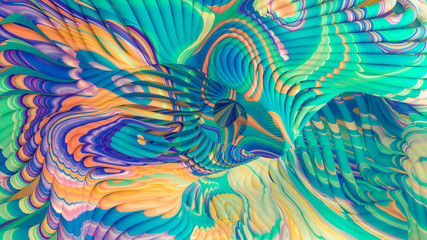 Bright background with a volumetric pattern and print. 3d illustration, 3d rendering.