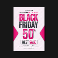 black friday sale simple flyer template design on with background vector