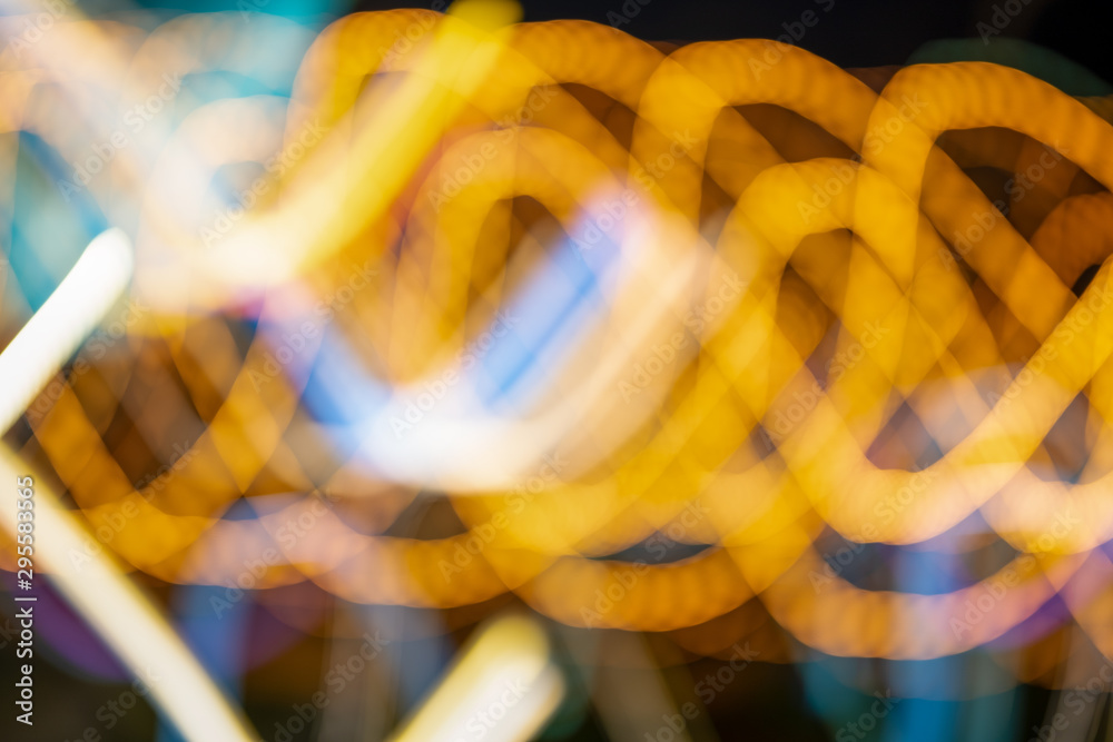 Aufkleber blurred defocused light bokeh abstract background, moving line of light with long expose