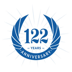 122nd years anniversary celebration design. One hundred and twenty-two years logotype. Vector and illustration.