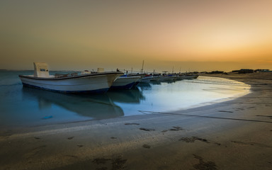 Beautiful Bahrain skyline during sunrise.	