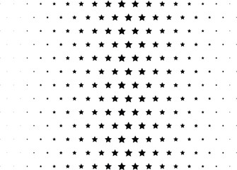 Abstract halftone dotted background. Monochrome futuristic grunge pattern, stars.  Vector modern optical pop art texture for posters, site, postcard, cover, labels, vintage sticker, mock-up layout.