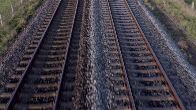 Railway Tracks in the Morning Establishing