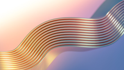Golden wave background. 3d illustration, 3d rendering.
