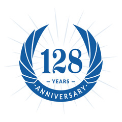 128th years anniversary celebration design. One hundred and twenty-eight years logotype. Vector and illustration.