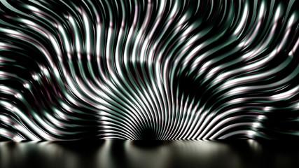 Luxury golden metal background with lines. 3d illustration, 3d rendering.