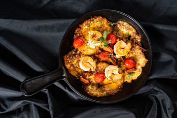 potato pancakes with shrimps