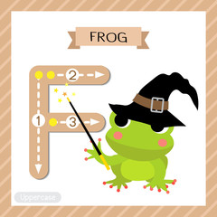 Letter F uppercase tracing. Magic Frog