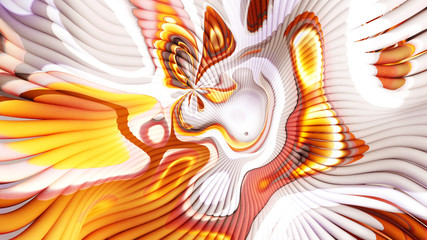 Bright background with a volumetric pattern and print. 3d illustration, 3d rendering.