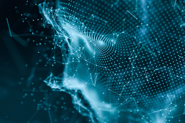 Human head made up of technological lines with the concept of Artificial Intelligence, 3D rendering.