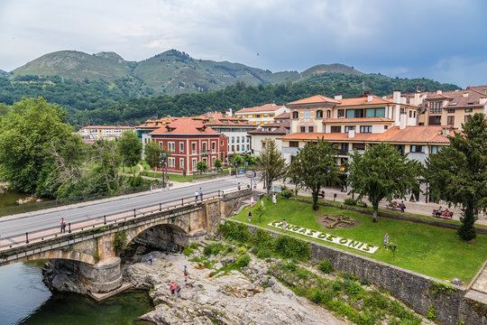 Cangas de Onis, Spain. Scenic view from the "Roman" bridge
