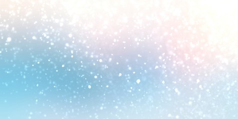 Winter outside abstract illustration. Snowfall on defocused nature silhouette. White punk azure blurred gradient. Wonderful clear template.