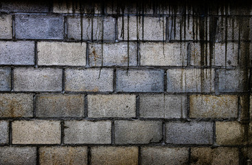 Background texture dirty wall bricks. Old colors are not beautiful but suitable for use in the background. The surface color is dull causing feelings of loneliness lonely depression.
