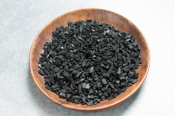 A large plate of activated carbon