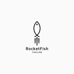 Fish with rocket shape Logo Icon Design Template Vector Illustration