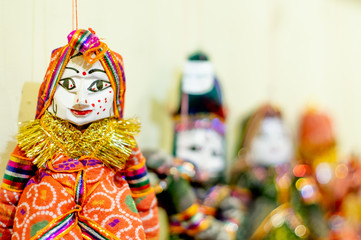 Traditional rajasthani puppets shot with a shallow depth of feild