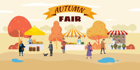 Autumn fair local market festival vendors sellers and customers market
