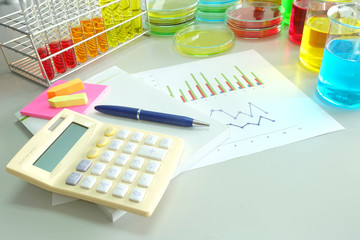 colourful of glassware in laboratory