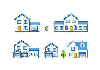 House Vector / Home flat icon / Building houses - Vector outline icon set