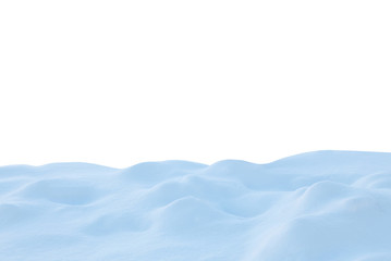 A large beautiful snowdrift isolated on white background.Winter snow  background. A big snow drift