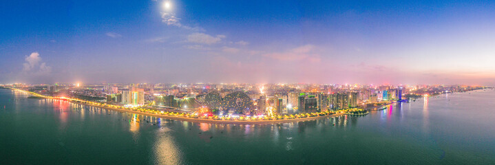 Night view of the city in The Beihai City, Guangxi, China
