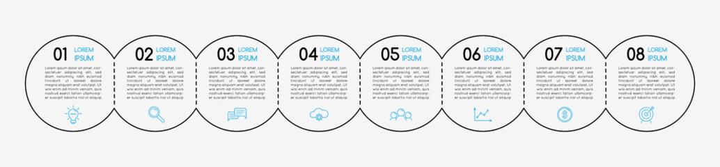 Business infographic template with 8 steps. Vector