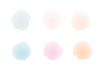 Six blots isolated watercolor on white background