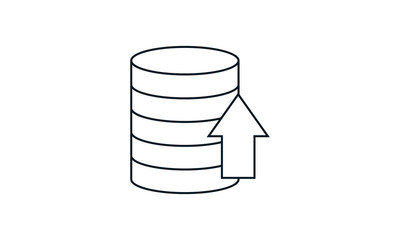 Database and hard disk storage. Upload icon vector illustration.