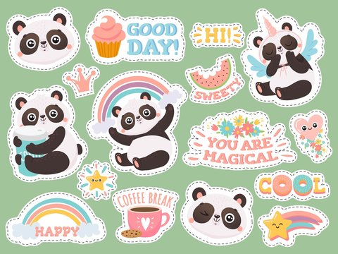 Set of Kawaii Panda Bear Illustrations