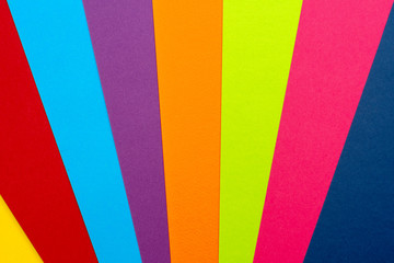 Colorful bright stripes of colored paper lines. Art.