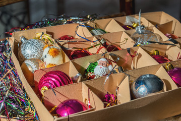 Christmas toys in a box