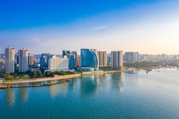 Naklejka premium Coastal cityscape of Guangxi, China