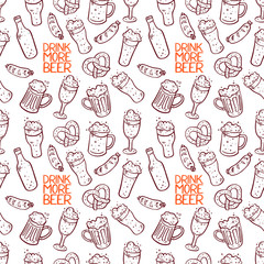 Seamless background of different beer