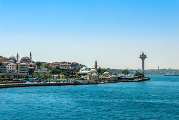 Fototapeta na wymiar Istanbul, Turkey, 29 June 2019: Uskudar Square and Semsi Pasha Mosque.
