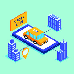 Online mobile taxi order service app concept