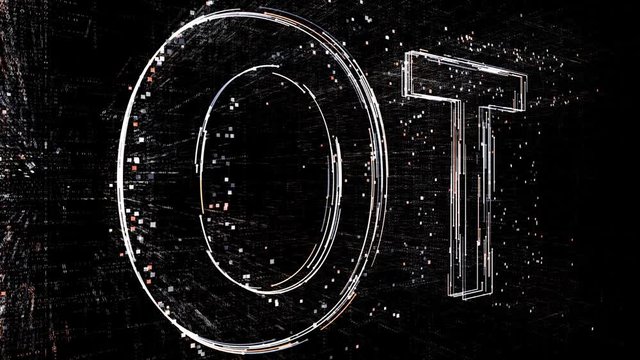 4k IOT Internet of Things word company brand logo tag cloud,binary computer code.The Matrix binary text design animation,changing from zero to one digits,abstract tech background.