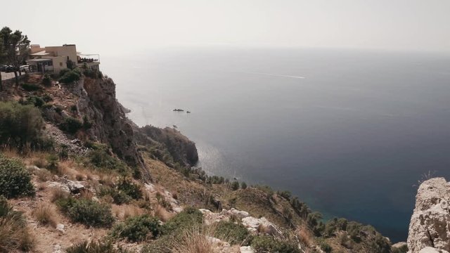 beautiful panoramic view from the peaks of the rocky Mallorca to the sea