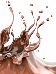 Splash of chocolate abstract background, 3d rendering