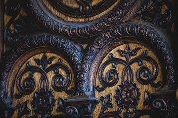 Fototapeta na wymiar Street view of Sibiu, vintage wooden doors