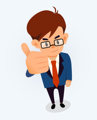 Business Man Male Isolated Flat Design. Vector Success Concept