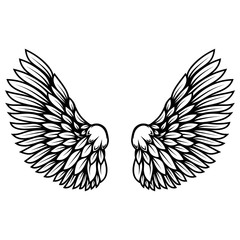 illustration of wings in tattoo style isolated on white background. Design element for logo, label, badge, sign. Vector illustration