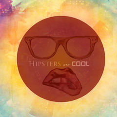 hipster painted background, hipsters are cool text 