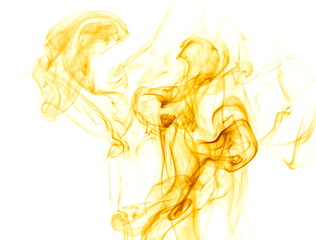 Yellow smoke on white background