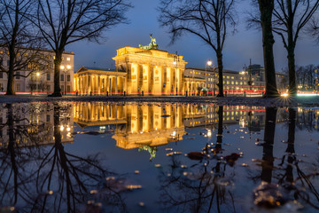 Brandenburg Gate at night during autumn season 