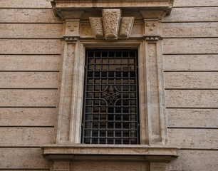 Fototapeta na wymiar antique window with forged lattice