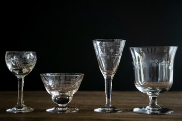 Four vintage glass